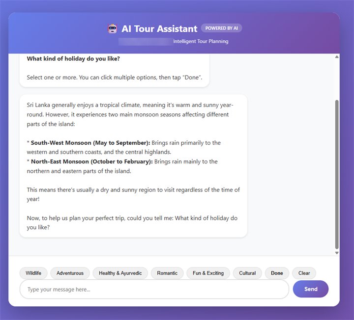 An AI tour enquiry assistant we built, answering a traveller's question.